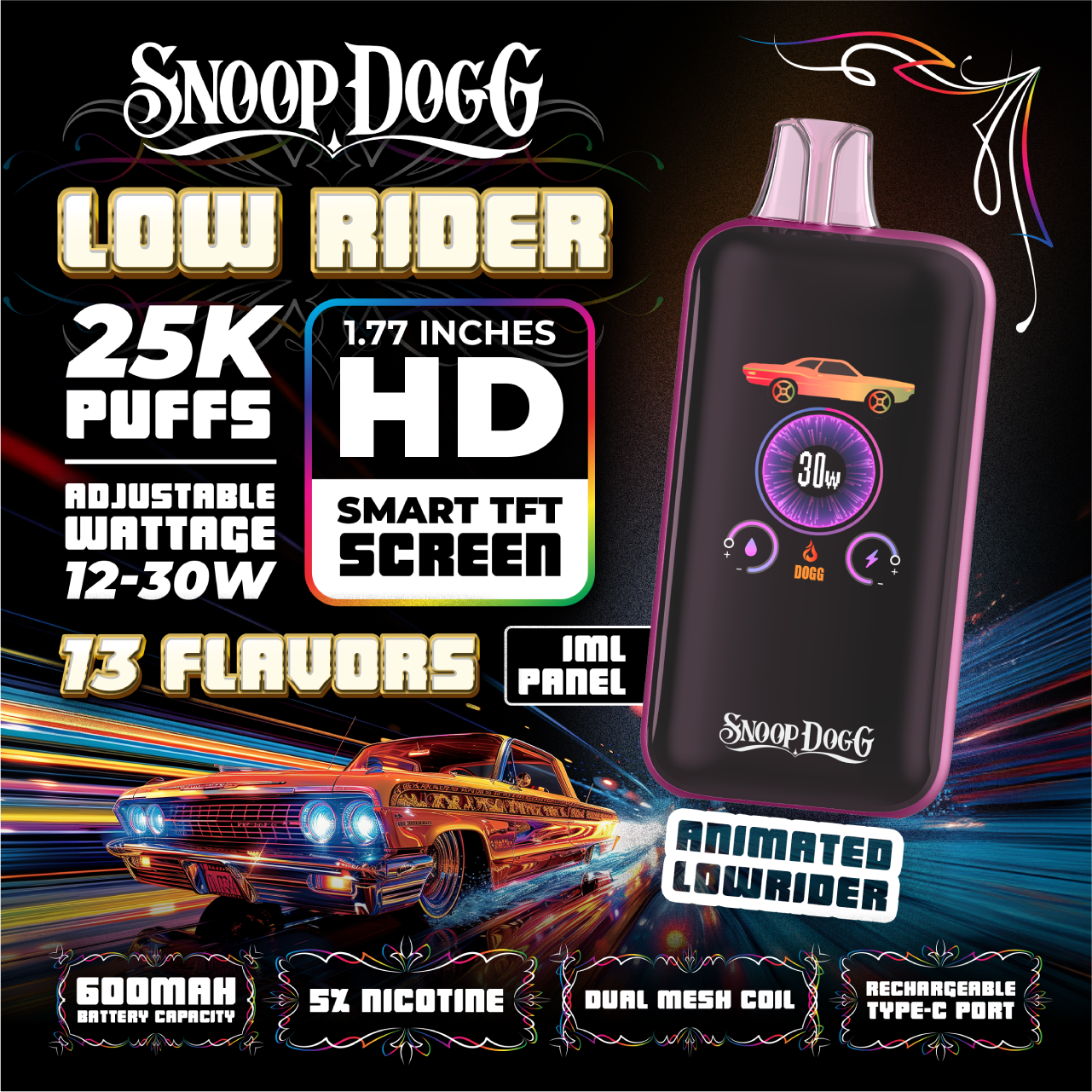 Snoop Dogg Low Rider - 20ml Disposable Pack of 5 Snoop Dogg Low Rider - 20ml Disposable Pack of 5